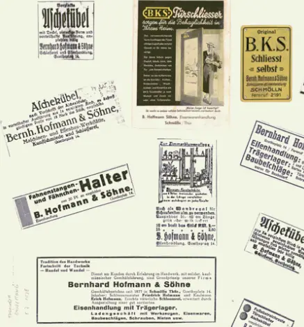 Werbeanzeigen der Firma B. Hofmann & Söhne